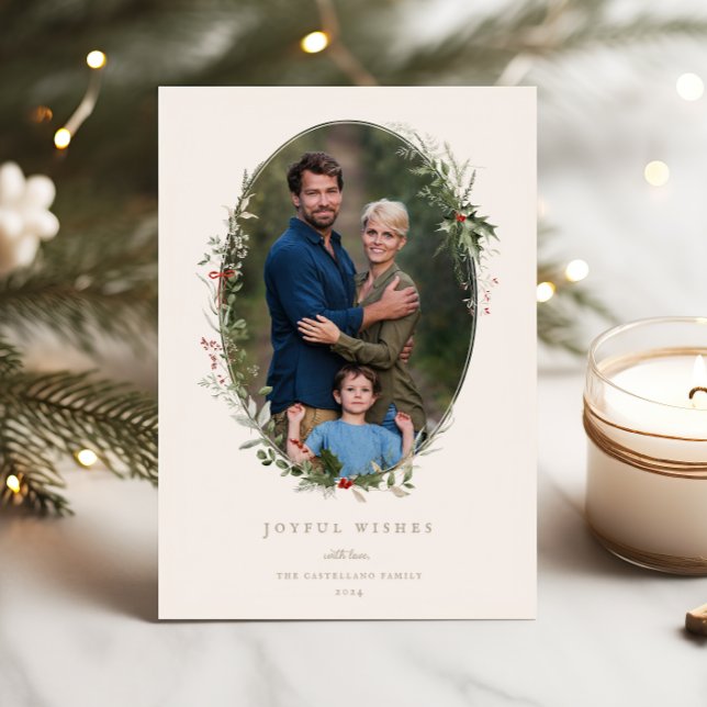 Festive Foliage Ram Flat Helgdag Photo Card Julkort (Skapare uppladdad)