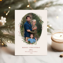 Festive Foliage Ram Flat Helgdag Photo Card Julkort