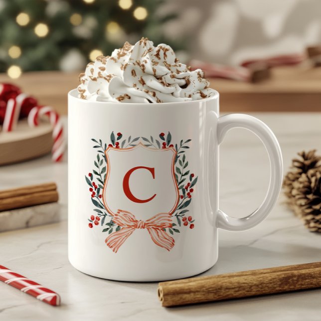 Festive Foliage Ram Monogram Kaffemugg (Skapare uppladdad)