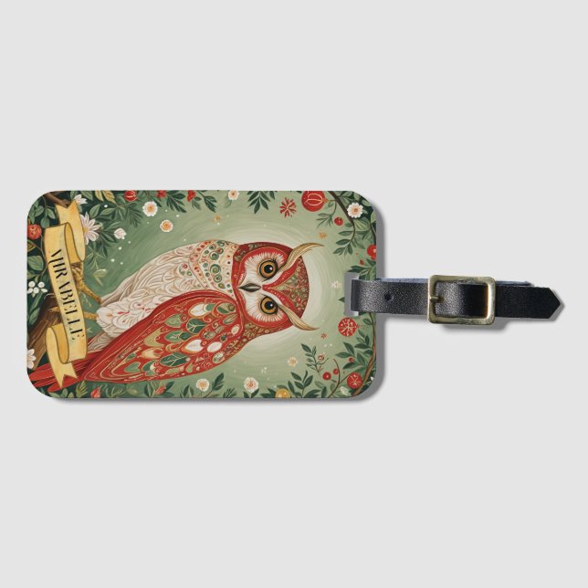 Festive Foliage Uggla Personlig Bagagebricka (Framsida horisontal)