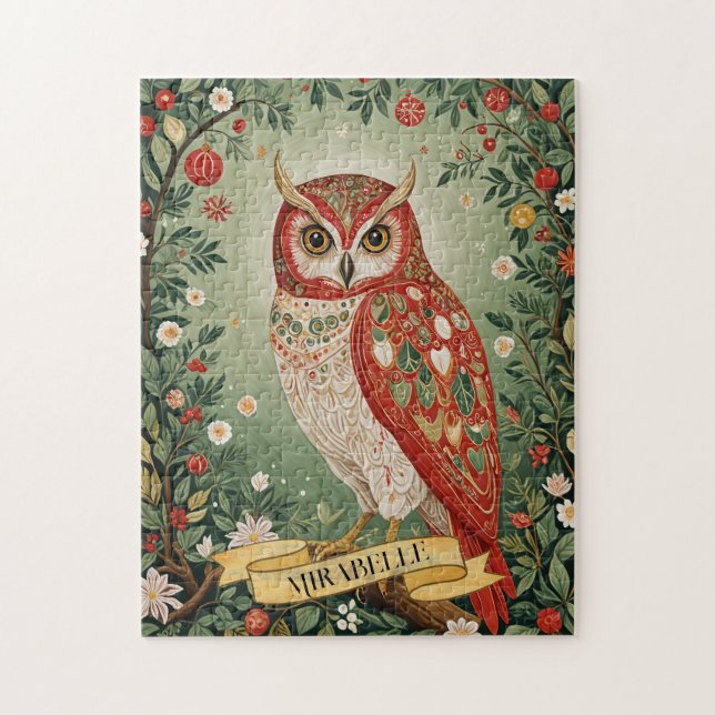 Festive Foliage Uggla Personlig Pussel (Vertikal)