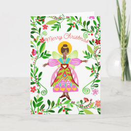 Festive Folk Angel African American jul Kort
