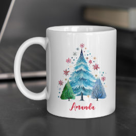 Festive folklor art Julgranar monogram Kaffemugg