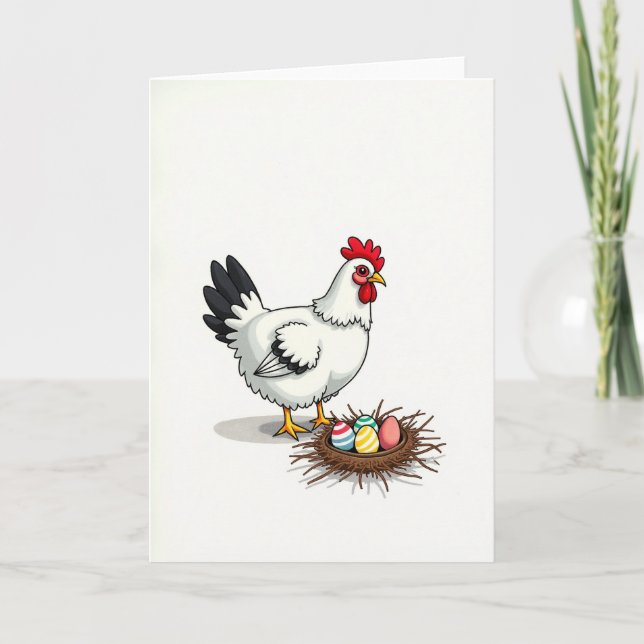 Festive Fowl And Eggs Spring Card Kort (Framsida)