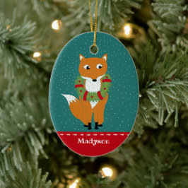 Festive Fox under julafton Personlig Julgransprydnad Keramik