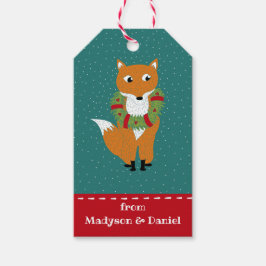 Festive Fox under julafton Personlig Presentetikett
