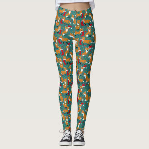 Festive Foxes Cute Patterned God Jul Leggings