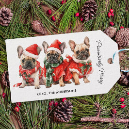 Festive Fransk Bulldog Hundar Personlig Jul jul Presentetikett