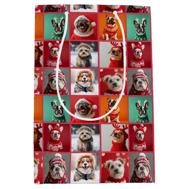 Festive Frenchie och Friends Medium Gift-bag (Framsidan)