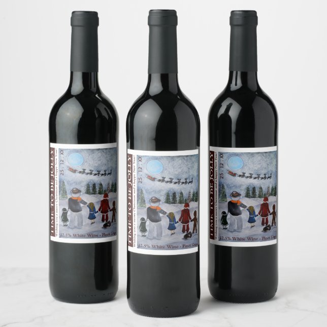 Festive Friends Christmas Wine Label Vinflaska Etikett (Flaskor)