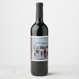 Festive Friends Christmas Wine Label Vinflaska Etikett