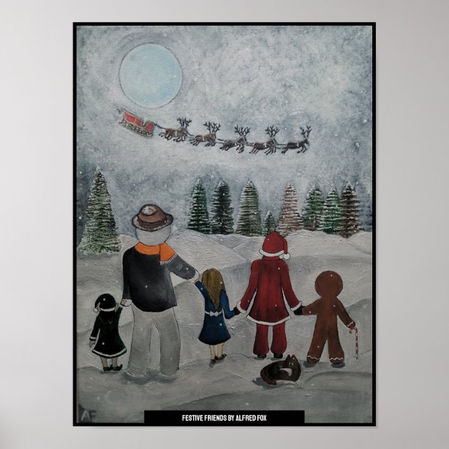 Festive Friends-målning av Alfred Fox Poster (Framsidan)