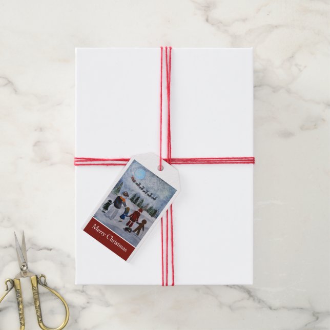 Festive Friends Painting by Alfred Fox Presentetikett (Med Snöre)