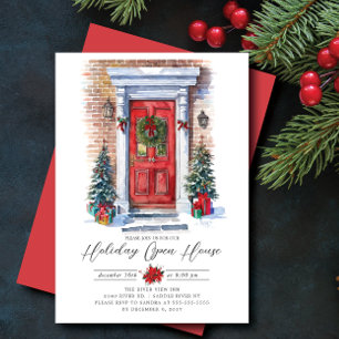Festive Front Door Helgdag Open House Inbjudningar