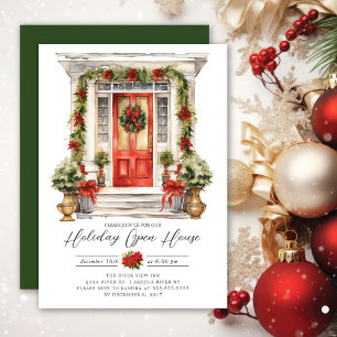 Festive Front Door Helgdag Open House Inbjudningar
