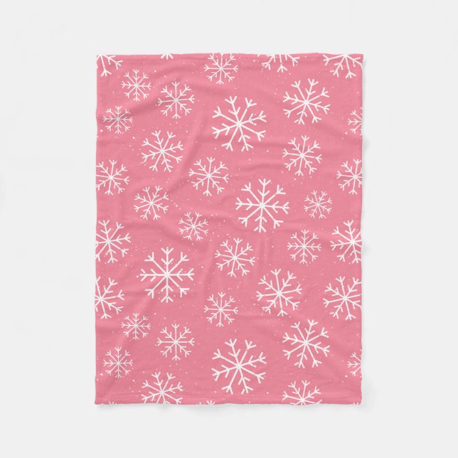 Festive Frosty Winterland Rosa Juldekretet Fleecefilt (Framsidan)