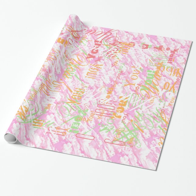 Festive Fuchsia Rosa Clouds Decor Presentpapper (Utrullad)