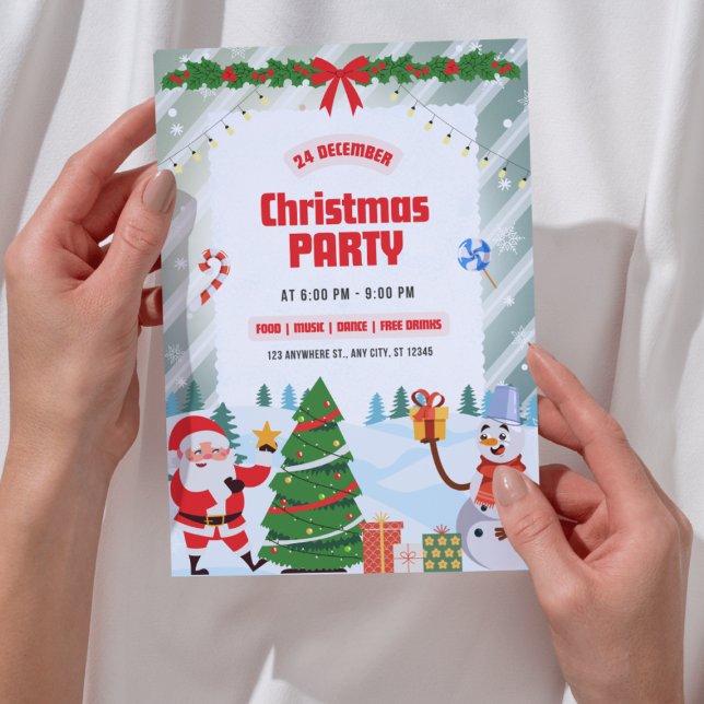 Festive & Fun Santa Christmas Party Invitation  Inbjudningar (Skapare uppladdad)