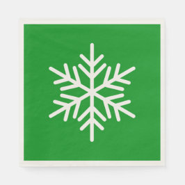 Festive Fun White Alpine Snowflake On Kelly Green Pappersservett