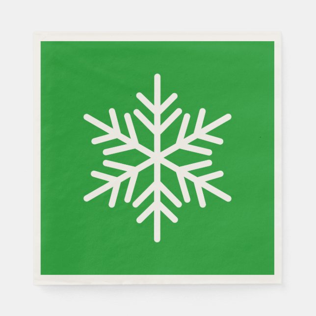 Festive Fun White Alpine Snowflake On Kelly Green Pappersservett (Framsidan)