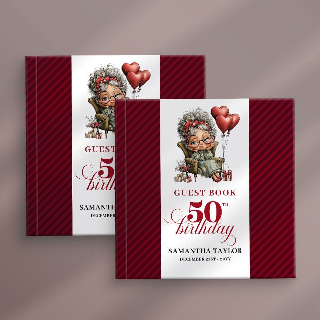 Festive funny 50th woman event guest sign book gästböcker (Festive funny 50th woman event guest sign book)