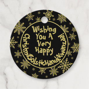 Festive Funny Black & Guld Inclusive Helgdag Gift Gåvor Etiketter