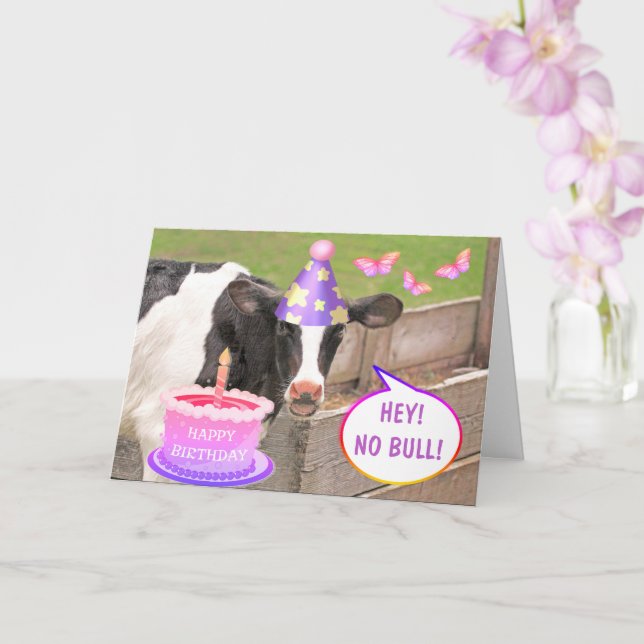 Festive Funny Cow Birthday Kort (Orkide)