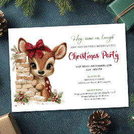 Festive funny reindeer holiday invite download inbjudningar