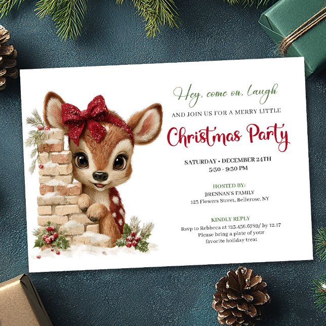 Festive funny reindeer holiday invite download inbjudningar (Festive funny reindeer holiday invite download)