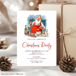 Festive Funny Santa Claus Watercolor Holiday Inbjudningar