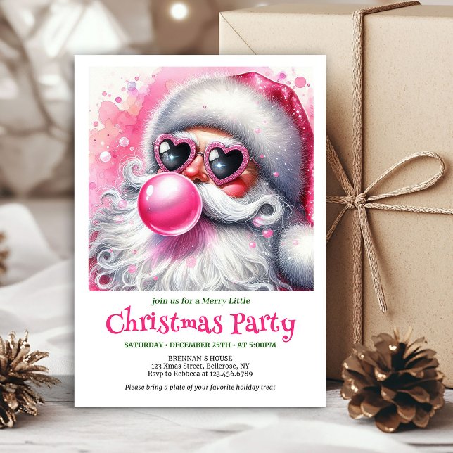 Festive Funny Santa Heart Glasses Christmas Invite Inbjudningar (Festive Funny Santa Heart Glasses Christmas Invitation

)