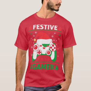 Festive Funy Ugly Sweater Game Controller Santa H T Shirt