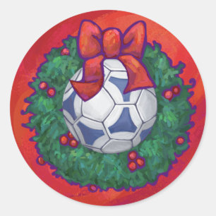 Festive Futbal in Wandeand Red Runt Klistermärke