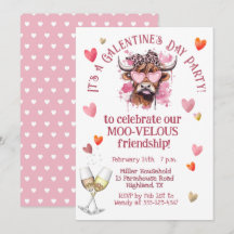 Festive Galentines Day Hereford Cow