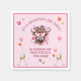 Festive Galentines Day Hereford Cow Pappersservett