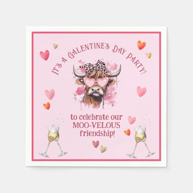 Festive Galentines Day Hereford Cow Pappersservett (Framsidan)