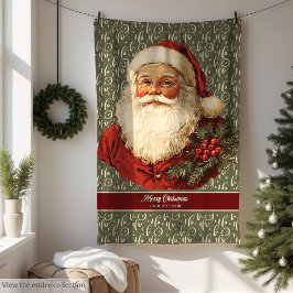 Festive Gamla Fashioned Santa Mysigt Julturen Thun Fleecefilt