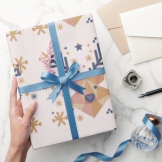 Festive Geometric Reindeer and Stars Presentpapper