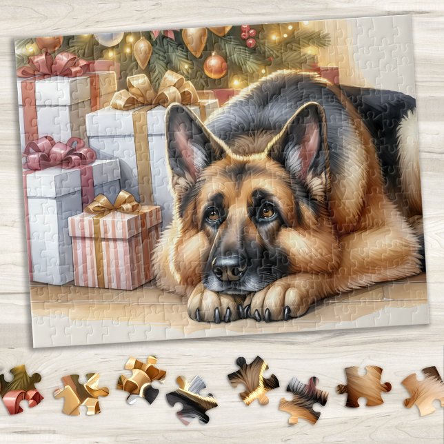 Festive German Shepherd Hund älskare jul Pussel (Skapare uppladdad)