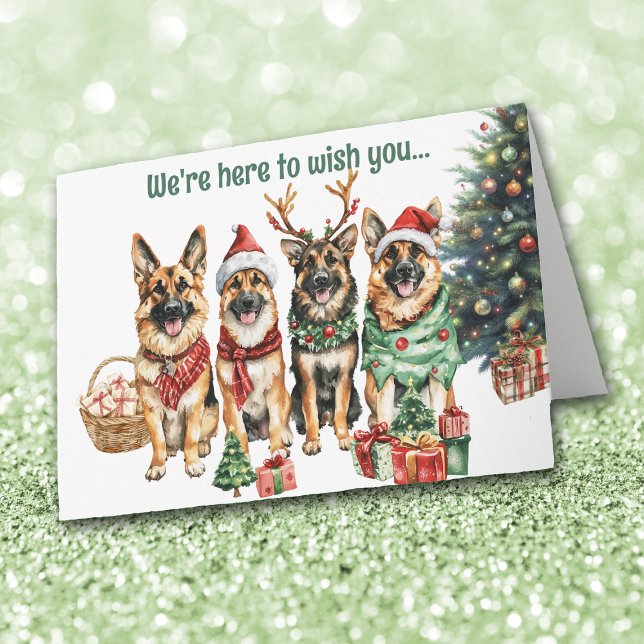 Festive German Shepherd Hundar julkort Helgkort (Skapare uppladdad)