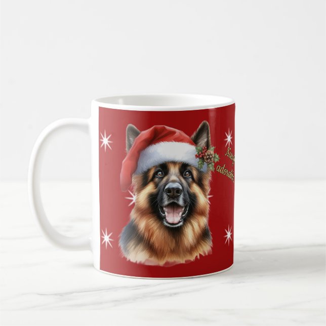Festive German Shepherd jul Mugg (Vänster)