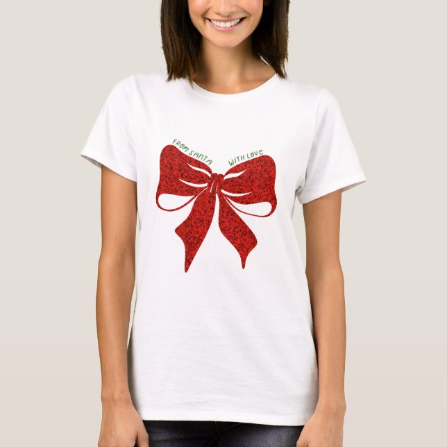 Festive Gift Bow Christmas T-Shirt -- Red Bow  (Framsida)