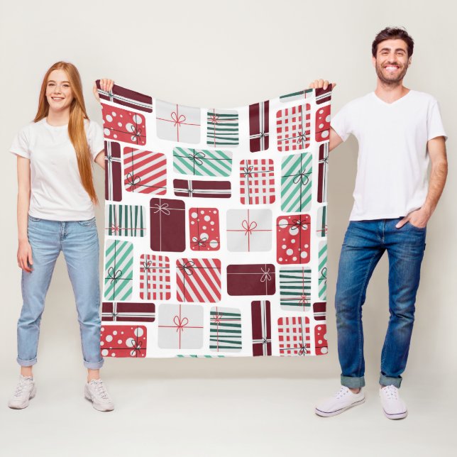 Festive Gift Boxes Seamless Mönster Fleecefilt (På plats)