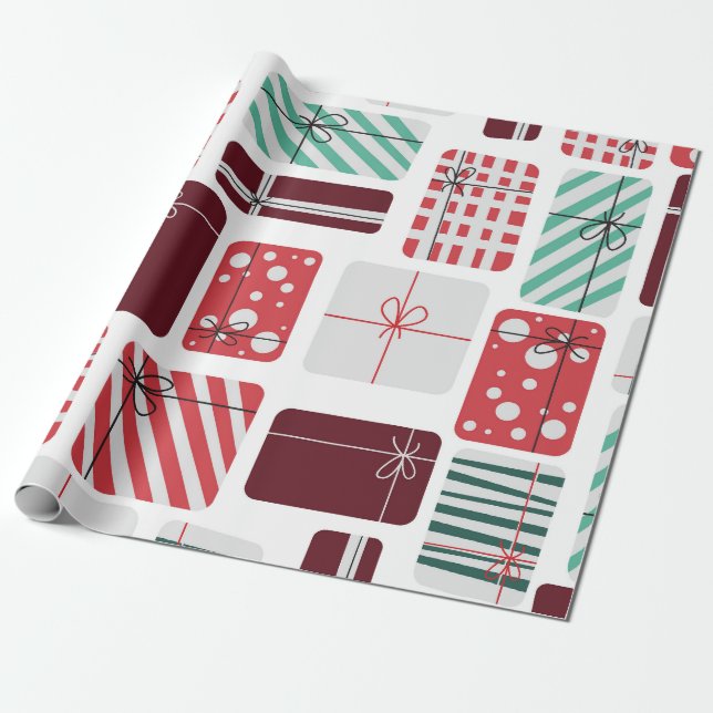 Festive Gift Boxes Seamless Mönster Presentpapper (Utrullad)