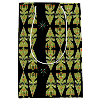 Festive Gift Wrap Green Black Pattern
