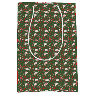 Festive Gift Wrap Green Black Pattern