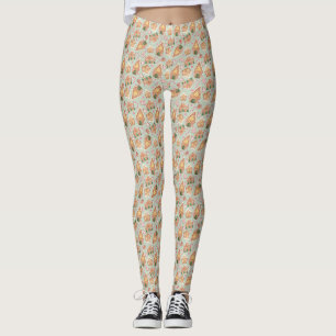 Festive Gingerbröd House Mönster Mint-jul Leggings