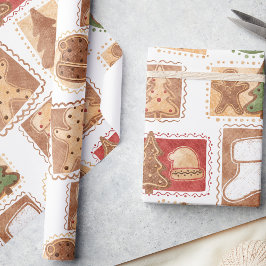 Festive Gingerbröd Postage Frimärke Motif Presentpapper