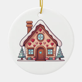 Festive Gingerwab House Illustration Julgransprydnad Keramik