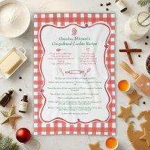 Festive Gingham Hand Drawn Family Recipe Keepsake